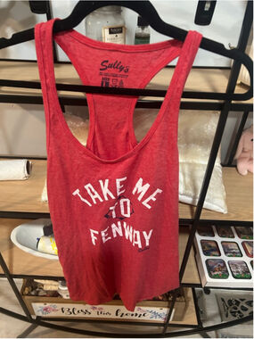 Women's Sully's Red & White Graphic Racerback Tank Top Size L